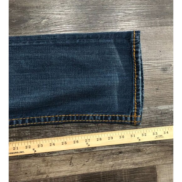 Vigoss Boot Cut Womens Size 33x32 Dark Wash Thick Stitch Blue Jeans - Picture 9 of 10